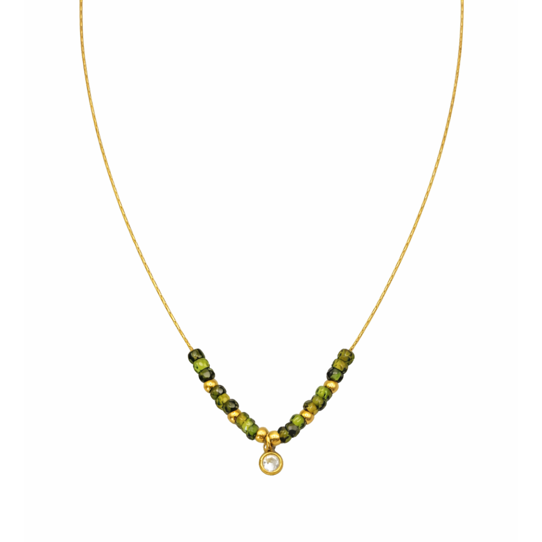 COLLAR CRISTAL VERDE CON ZIRCONIA