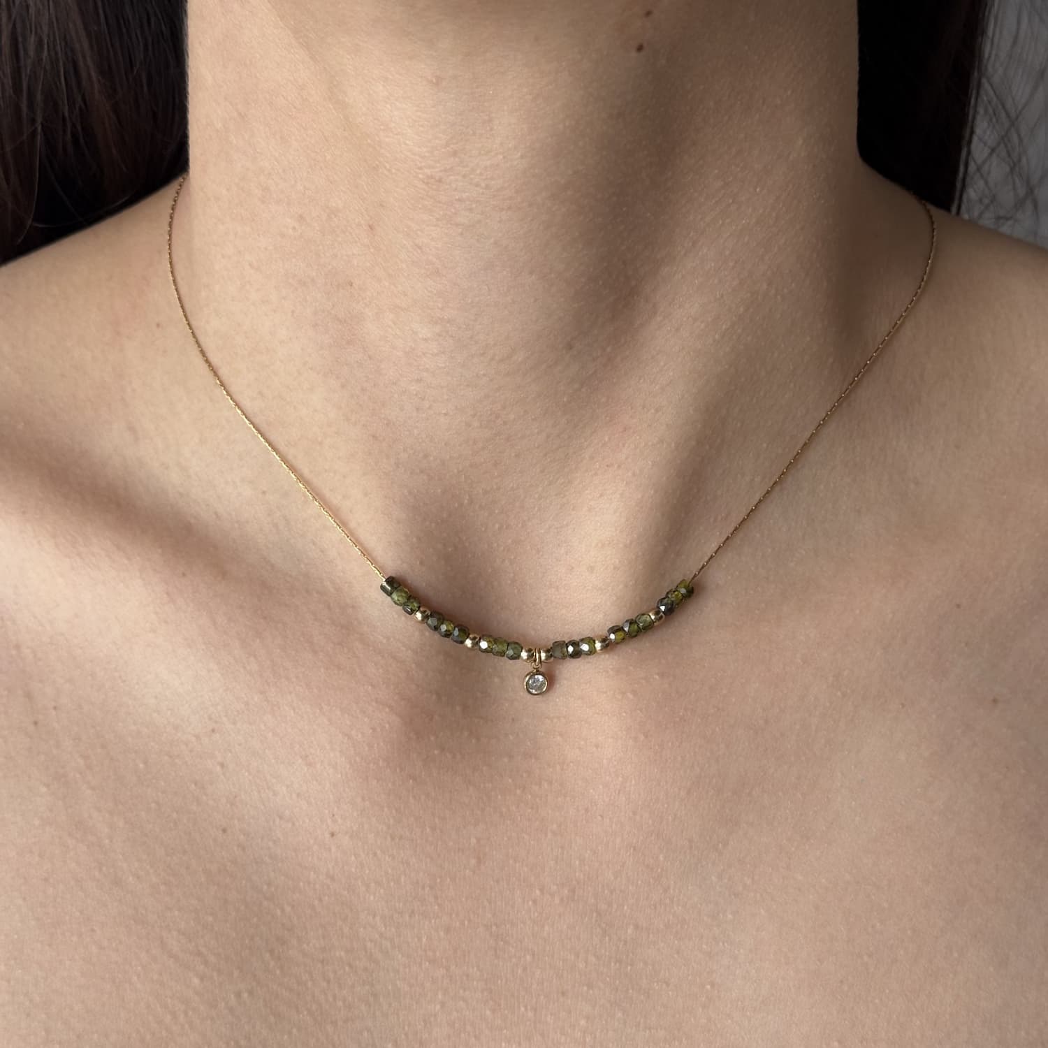 COLLAR CRISTAL VERDE CON ZIRCONIA - Imagen 2