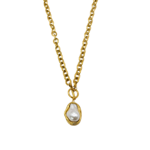 COLLAR ESLABONES CON PERLA ENCAPSULADA CHUNKY