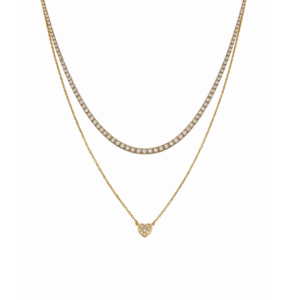 COLLAR DOBLE CORAZON CON CADENA ICE