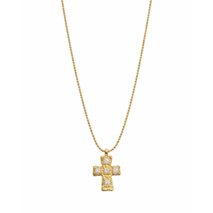 COLLAR CRUZ CORRUGADO CON ZIRCONIAS