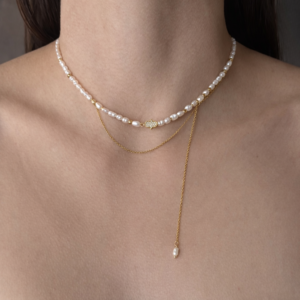 COLLAR PERLA NATURAL MANO DE FATIMA ZIRCONIA