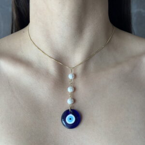 COLLAR PERLAS NATURALES, OJO CRISTAL MURANO