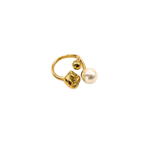 ANILLO TRIPLE CON PERLA, ESFERA Y CRATER