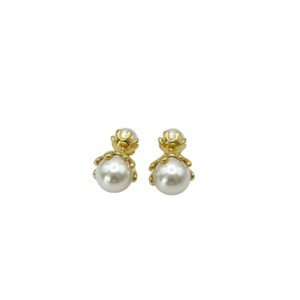 ARETE DOBLE PERLA AGARRE DORADO