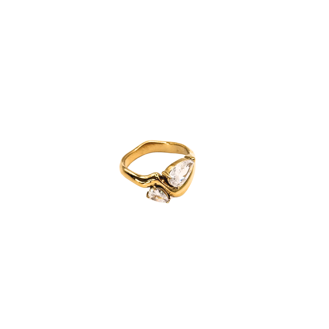 ANILLO ONDAS DOBLE ZIRCONIAS OVALADA