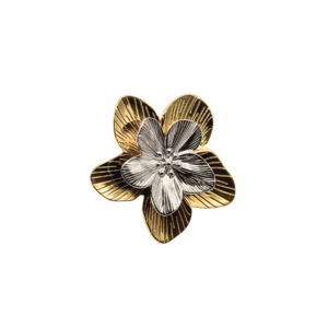 ANILLO FLOR DOBLE BI TONO MAXI