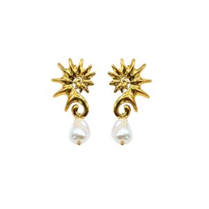 ARETE CABALLITO DE MAR CON PERLA COLGANTE