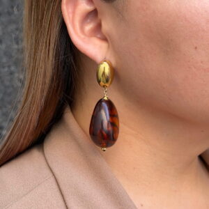 ARETE OVALO CON ACRILICO TIPO AMBAR