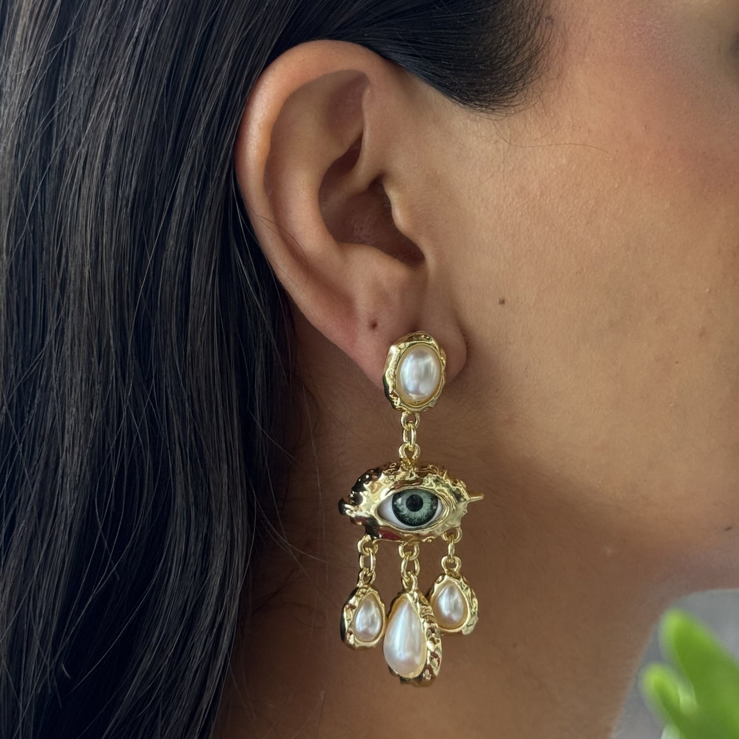 ARETE OJO ACRILICO CON PERLAS COLGANTES - Imagen 2