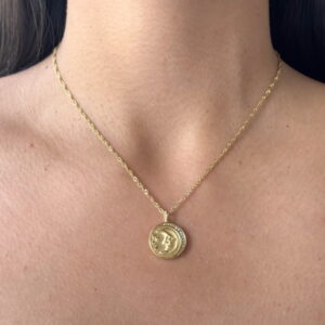COLLAR CIRCULO DOBLE CARA CON LUNA Y SOL