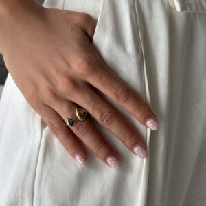 ANILLO DOBLE CORAZON BI TONO