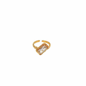 ANILLO CRISTAL RECTANGULAR CURVO