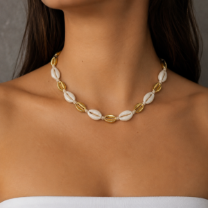 COLLAR CONCHA NATURAL CON CONCHA DORADA