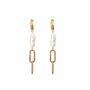 ARETE PERLA CON CADENAS COLGANTES