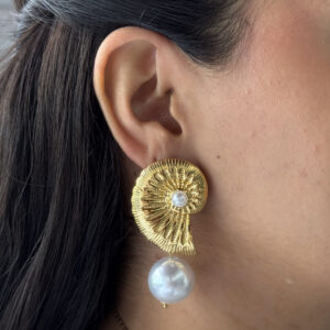 ARETE CARACOL MAXI CON PERLA COLGANTE