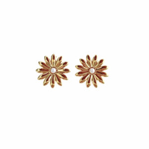 ARETE GIRASOL CON PERLA EN EL CENTRO