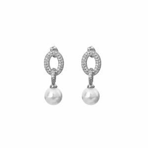 ARETE OVALO DE ZIRCONIA CON PERLITA