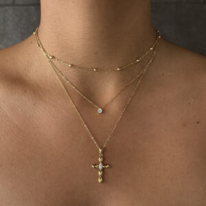 LAYERING CRUZ CON DIAMANTE MINI