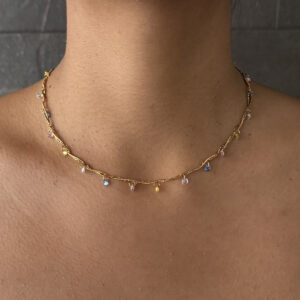 COLLAR ENTRELAZADO CON CRISTALES COLOR