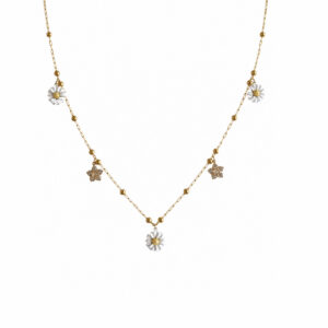 COLLAR CHARM FLORES ZIRCONIAS Y MARGARITAS