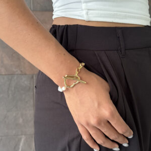 PULSERA BROCHE CORAZON CON PERLAS