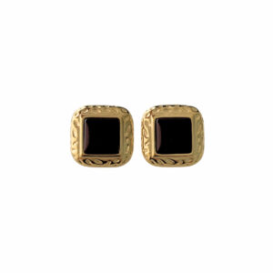 ARETE CUADRO BISELEADO CON ESMALTE VINO