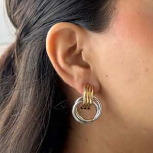 ARETE DOBLE CIRCULO ENTRELAZADOS BI TONO