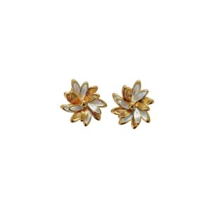 ARETE FLOR CON ESMALTE DORADO
