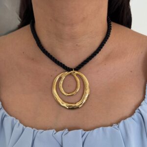 COLLAR CORDON CON DOBLE CIRCULO ENTRELAZADO MAXI