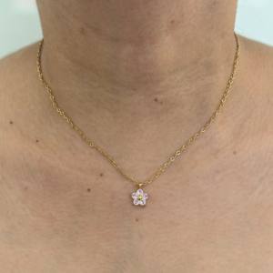 COLLAR FLOR MINI CON ZIRCONIAS