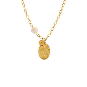 COLLAR ESLABONES ANGEL CON PERLA BARROCA