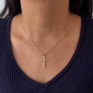 COLLAR CRUZ ZIRCONIAS OVALADAS