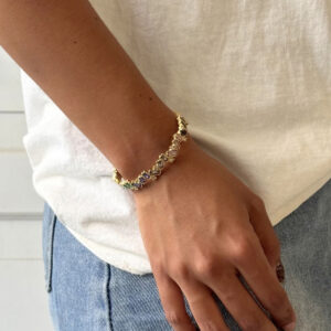 BRAZALETE ZIRCONIAS RECTANGULARES Y DIAMANTES